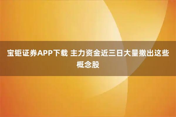 宝钜证券APP下载 主力资金近三日大量撤出这些概念股